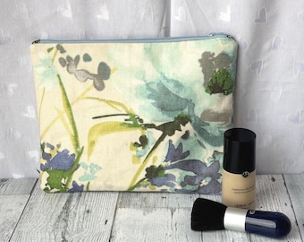 Trousse per il trucco piatta, astuccio per il trucco, borsa cosmetica unica fatta a mano, astuccio per matite, astuccio da viaggio, regalo per la mamma, organizer per il trucco
