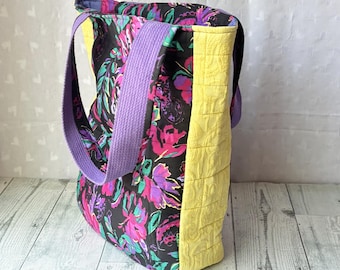 Handmade Blue floral Tote, TravelPurse, Shoulder Bag, Tote with Pockets, Casual Daily Bag for Women, Summer Fashion Purse