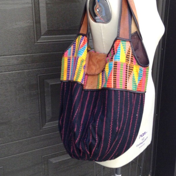 Shoulder bag with Leather Straps, Weekend Bag, Canvas Shoulder Bag,Tote Bag,Bag for women,Ethnic bag,Canvas Travel Bag.
