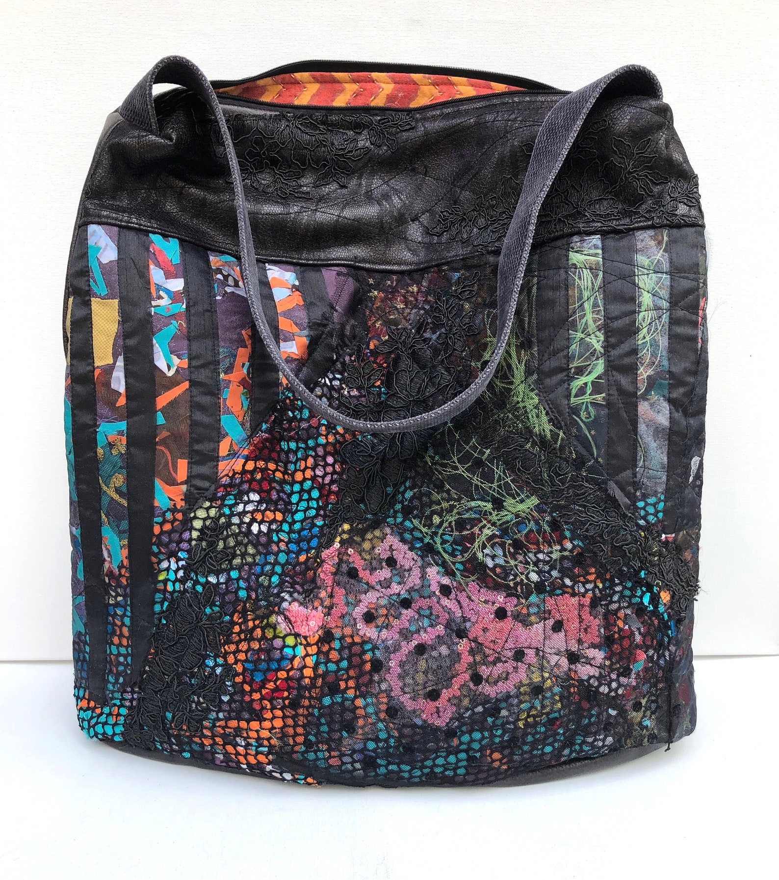Textile Art Shoulder Bag, Handbag, Travel Bag, Eco Friendly Bag, Carry on Bag, Fabric Shoulder