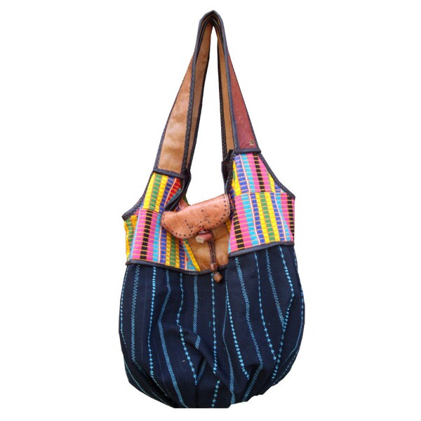 Tote Bag, Ethnic bag with Leather Straps, travel bag, Shoulder Bag, Tote Tribal Bag, Everyday Bag, Shopping Bag, Gift For Her, Casual Bag.