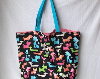 Reversible Shopping bag, Grocery bag,Shopping Market bag, washable, Fabric bag, tote bag, Reusable Shopping Bag, Eco friendly grocery bag