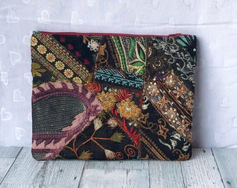Ethno-Kupplung, bestickte Kupplung, handgefertigte Frauentasche, Abendkupplung, Boho-Geldbeutel, Hippie-Tasche, Geschenkidee für sie.