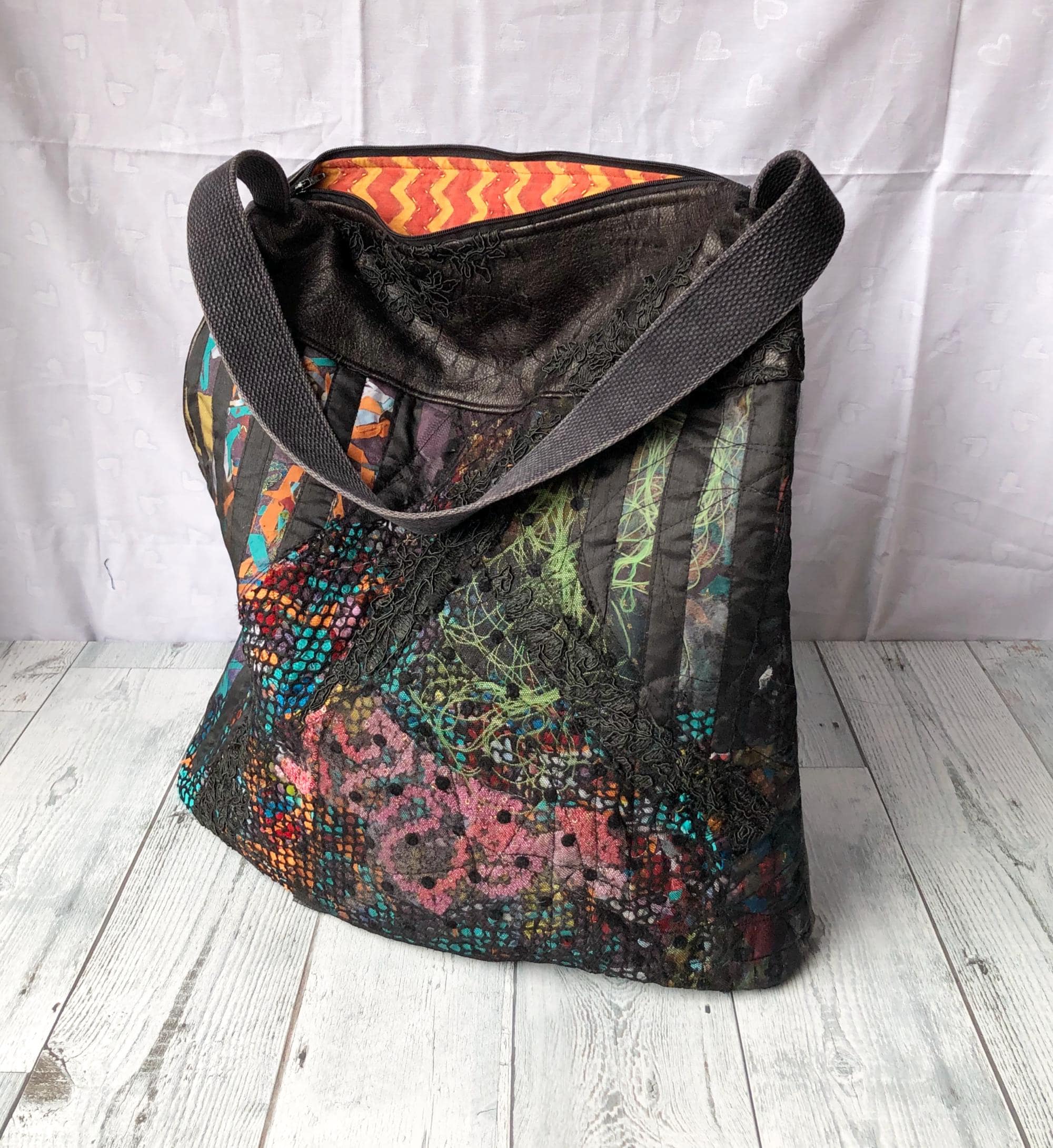 Textile Art Shoulder Bag Tote Travel Bag Eco Friendly Bag Textile Art Shoulder Bag Handmade Purse Gift for Her Purse Zipper Top