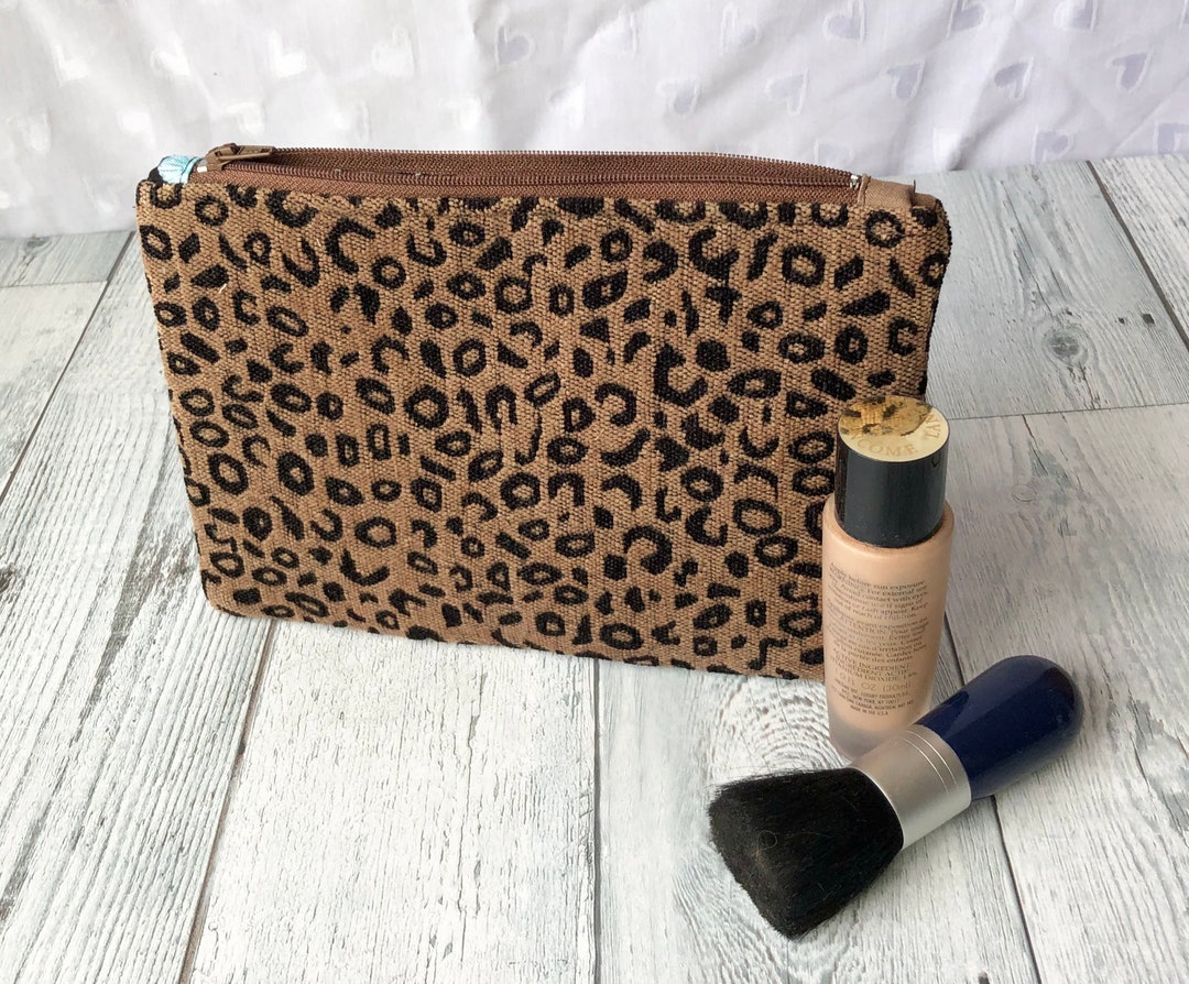 Black and Brown Makeup Bag , Travel Pouch, Cute Wallet, Cosmetic Bag ...