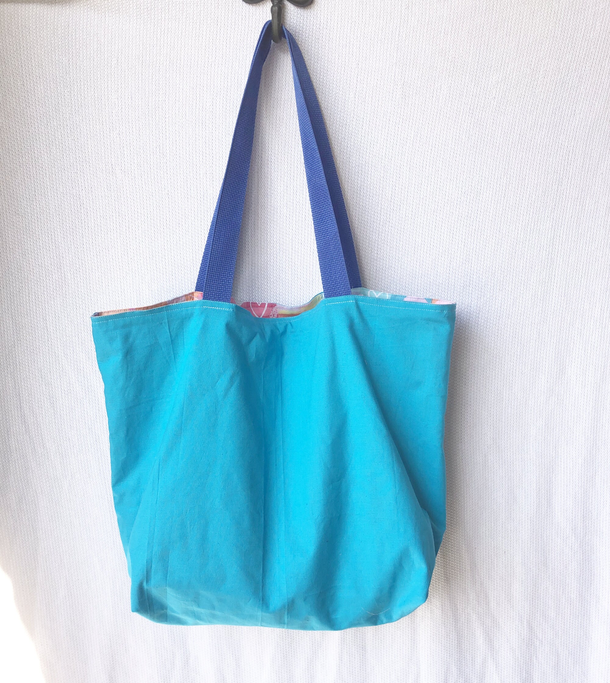 Reversible Shopping Bag, Grocery Bag, Cotton Shopping Bag, Washable
