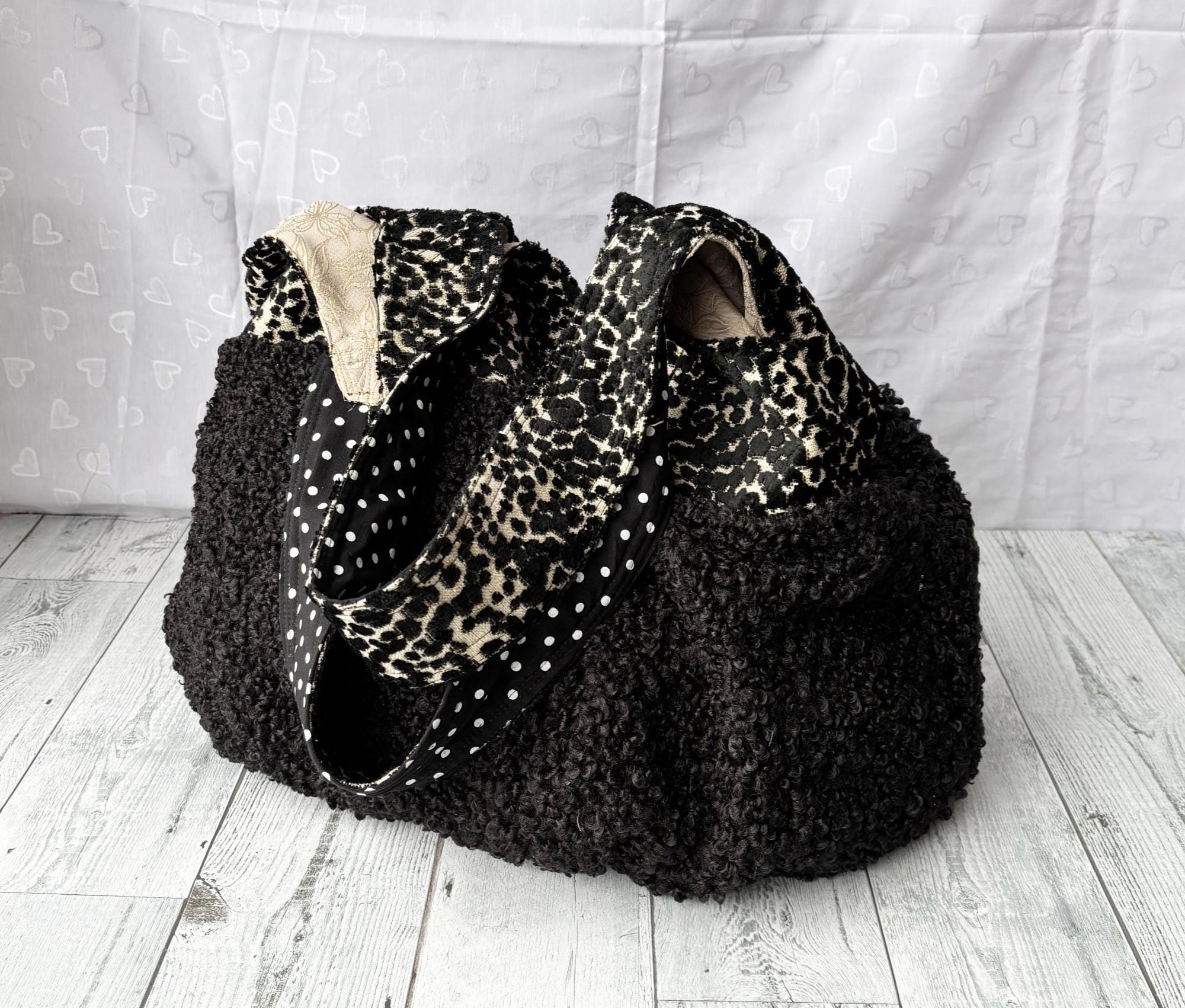 Curly Fur Shoulder bag, Tote Bag, Travel Bag, Handmade bag, Stylish Functional Purses Gift For Her, Women purse, Carry all bag, Work bag.