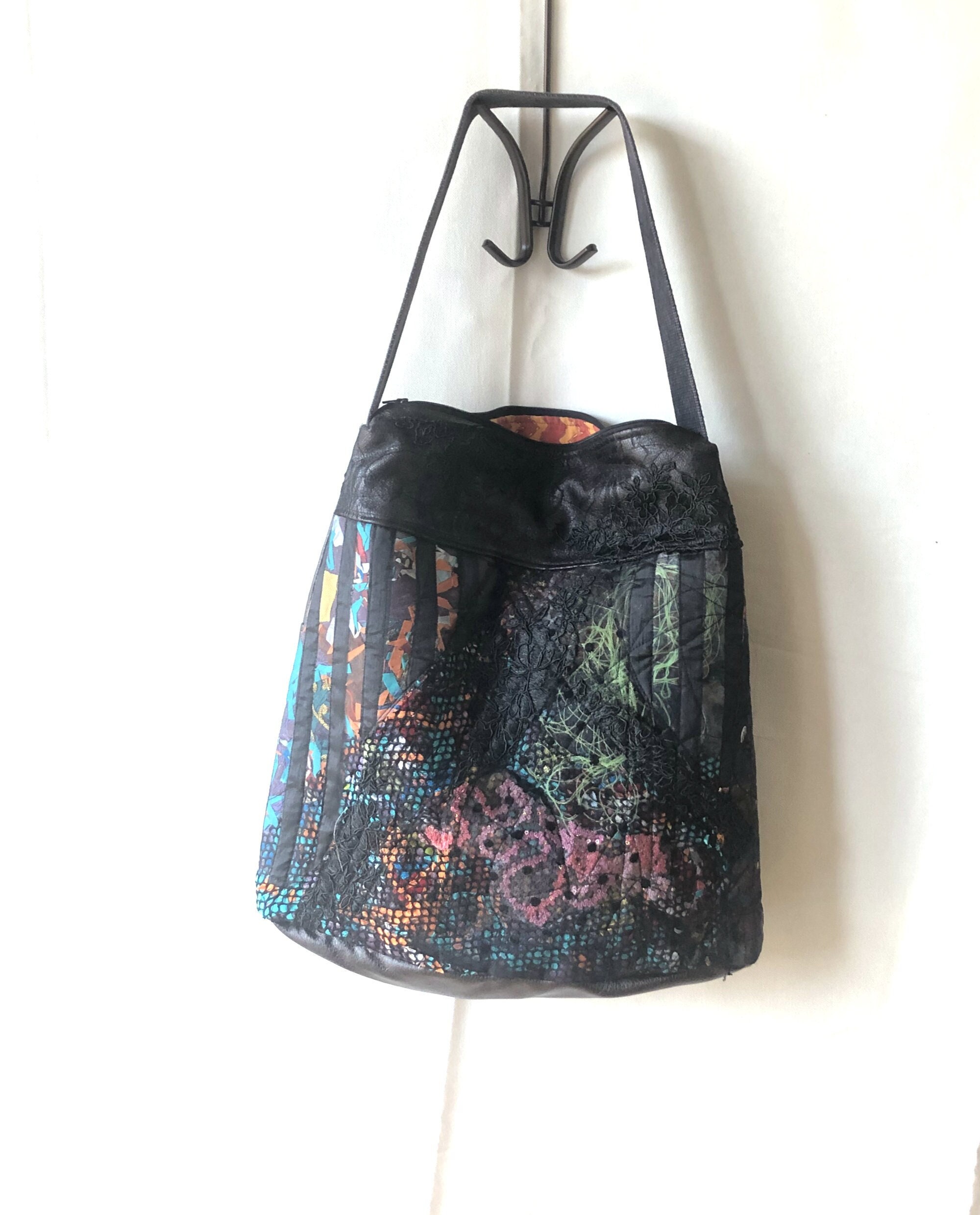 Textile Art Shoulder Bag, Handbag, Travel Bag, Eco Friendly Bag, Carry on Bag, Fabric Shoulder