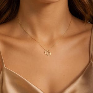 Matching Initials Necklace, 14K Gold Plated Sterling Silver Interlocking Letters, 12–22 Inch Chain