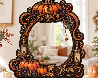 Witchy Pumpkin Mirror, Halloween Vanity Decor, Gothic Gift for Her