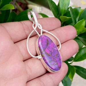 Collier Firoza en argent sterling 925, pendentif arche en turquoise Mojave violette, amulette ovale en forme de fer à cheval avec pierre précieuse violette, cadeau de Noël ou de Thanksgiving