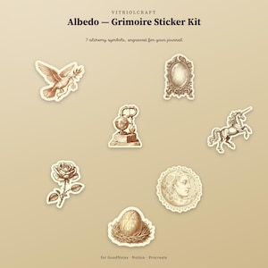 Naklejki Albedo Alchemy Grimoire | Symbole miedziorytnicze (do pobrania cyfrowego)