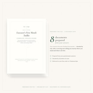 Kit de ferramentas para o primeiro mês do executor testamentário – Documentos preparados para a administração do espólio.