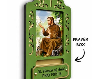 Saint Francis of Assisi Prayer Box, Catholic Wooden Wall Hanging, Catholic Decor