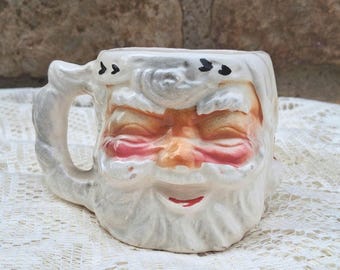 One Vintage Santa Face Mug Ceramic Christmas Cup