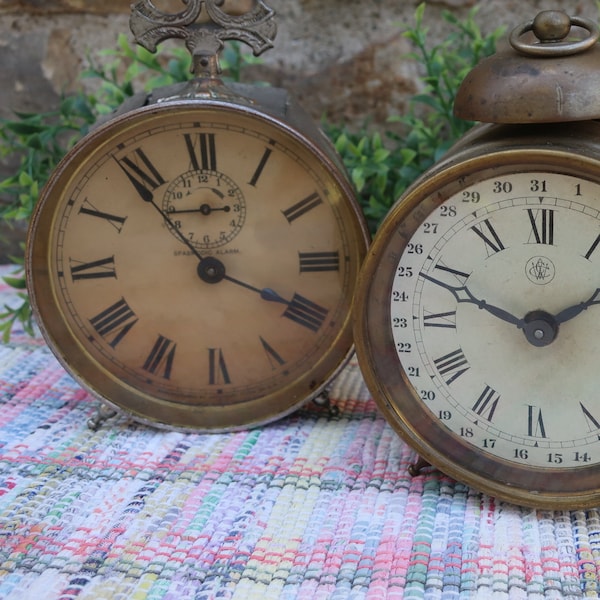 One Antique Decorative Alarm Clock: Pat. 1901 Spasmodic Clock