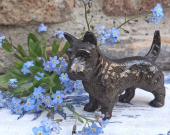 One Vintage Metal Dog Figurine Scottish Terrier, Collie, or Cocker Spaniel