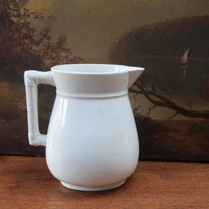 Antique White Ironstone Pitcher Homer Laughlin Premium Stone China