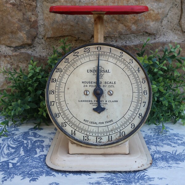 Antique Universal Household Scale, 24 Pound Rustic Kitchen Metal Scale, Landers Frary and Clark