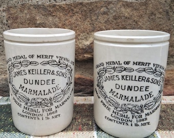 One Keiller and Sons vintage poDundee Marmalade Crock Jar Made in England Stoneware Pottery