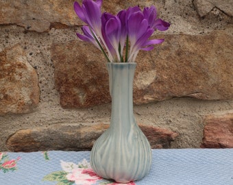 Unique Matte Glaze Bud Vase, Blue Gray Flower Bulb Shape