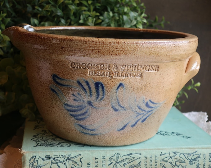 Salt Glazed Stoneware Batter Bowl Crocker and Springer Etsy
