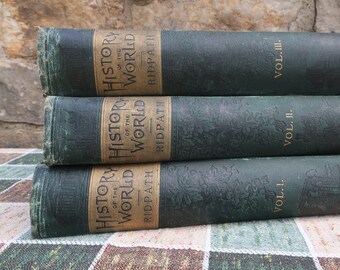 Antique Books Set of Three Volumes "Cyclopaedia of Universal History" by Ridpath Illustrated and Many Color Maps