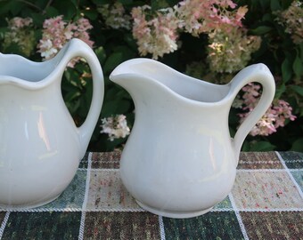 One White Ironstone Creamer: Jackson China Chunky Restaurant Ware or Royal Crownford Ironstone China England