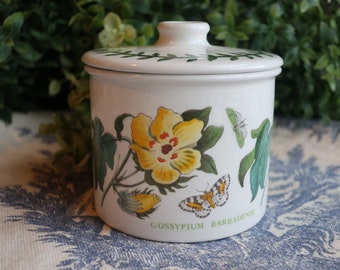 Vintage Portmeirion Small Sugar Bowl with Lid Barbados Cotton Flower Botanic Garden Susan Williams-Ellis Made in England