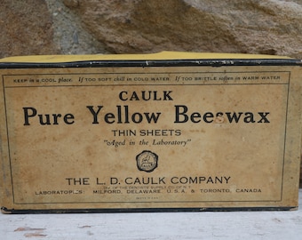 Vintage Pure Yellow Beeswax Sheets L.D. Caulk Company Dentist Supply