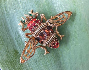 Joan Rivers Large Bumble Bee Brooch Pin Costume Jewelry Gold Tone Insect