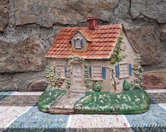 Antique Hubley Doorstop Cape Cod Cottage Garden with Original Paint no. 211