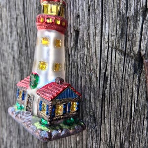 Old World Christmas Ornament Lighthouse OWC Glass Glitter Christmas Decoration Bild 10