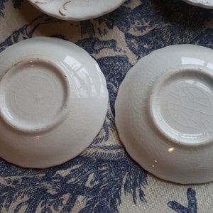 Set of Four White Ironstone Butter Pats with Faded Floral Transferware Pottery image 6