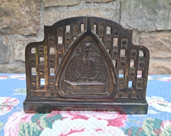 Antique Cast Iron Bookend Owl Motif Judd Mfg 9821 Library Decor, Dark Academia