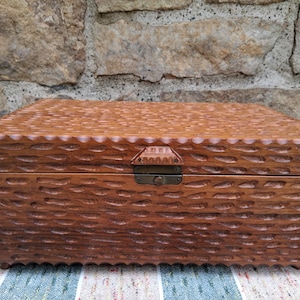 Old Carved Wood Box Tramp Art Style
