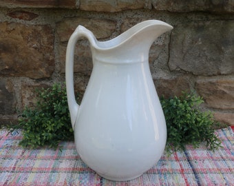 Large White Ironstone Pitcher Iron Stone China Warranted