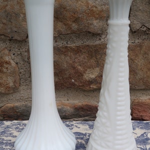 White Milk Glass Vases Vintage Wedding Decor Instant Collection of 7 Flower Bud Vases image 5