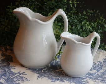 One White Ironstone Creamer Chunky Restaurant Ware Jackson China or Mayer China