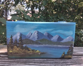 Vintage Lane Cedar Chest with Painted Mountain Lake Scene