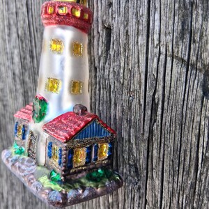 Old World Christmas Ornament Lighthouse OWC Glass Glitter Christmas Decoration Bild 6