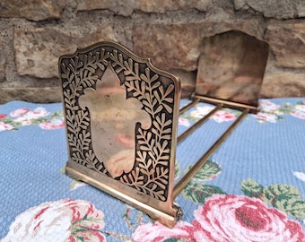 Antique Expanding Bookends Telescopic Bookshelf Brass Plated Cast Iron with Crest and Leaf Design