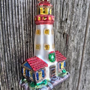 Old World Christmas Ornament Lighthouse OWC Glass Glitter Christmas Decoration Bild 8