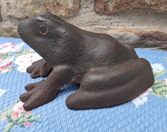 Cast Iron Frog Paperweight Old Bullfrog Hubley Figural Doorstop