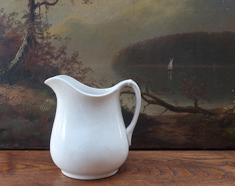 Shabby Off White Ironstone Pitcher Medium Size