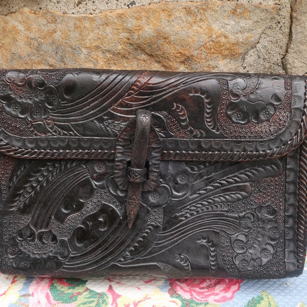 Tooled Leather Purse Etsy