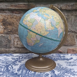 Vintage Terrestrial Globe 9 Inch Cram&#39;s World Desk Globe on Metal Base