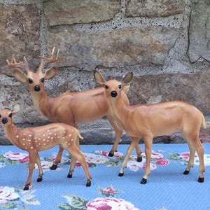 Vintage Breyer Deer Family Set, Wildlife Series Model No. 3123, Buck, Doe, Fawn, Cabin Decor, Breyer Collectibles