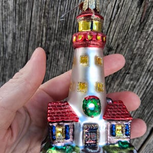 Old World Christmas Ornament Lighthouse OWC Glass Glitter Christmas Decoration Bild 4