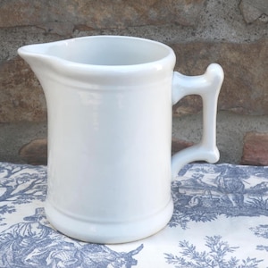 Chunky White Ironstone Milk Pitcher Dresden Hotel China Warranted Restaurant Ware